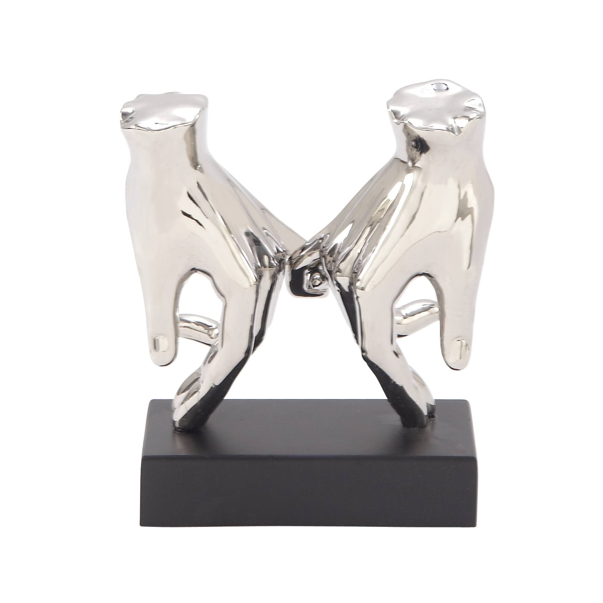 8" Silver Porcelain Hands Sculpture